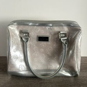Disney Loungefly Frozen Satchel Purse Embossed Silver Handbag Zip Top Elsa Anna